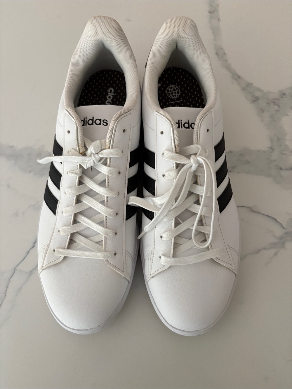 adidas White Sneakers with Black Stripes - Men's Casual Trainers Size 13
